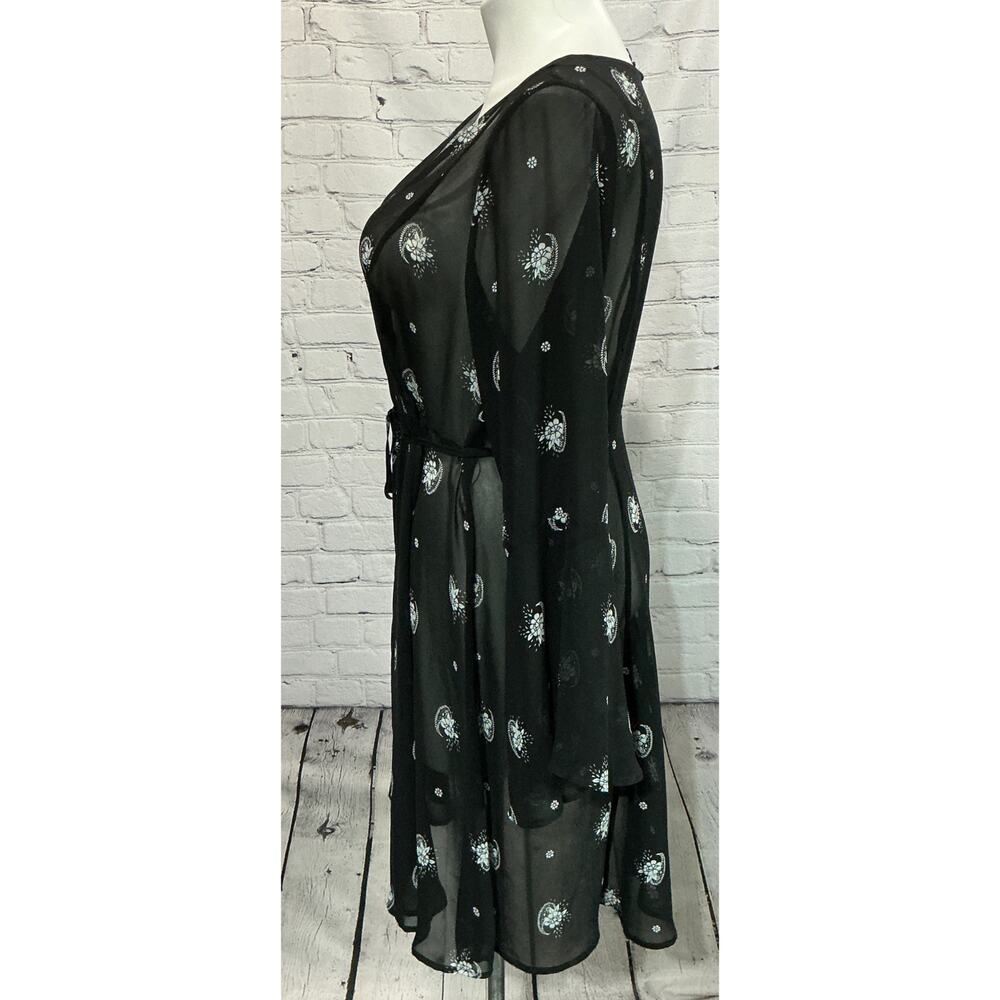 Torrid Women's Black Floral Sheer Chiffon Cover-Up Dress (Size 2) - Picture 3 of 9